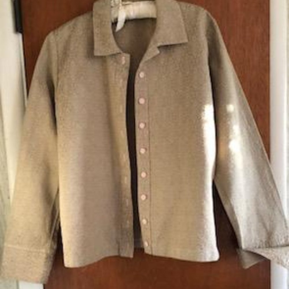 Habitat Clothes to Live in Women's Brocade Blouse/Jacket, Shacket, Olive/Pink